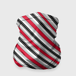 Бандана-труба Красно-серый полосатый узор, цвет: 3D-принт