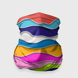 Бандана-труба Разноцветные волны Летний паттерн, цвет: 3D-принт
