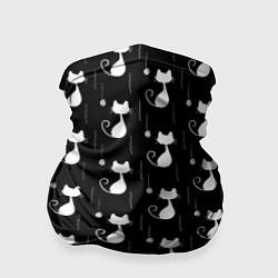 Бандана-труба Чёрные Коты С Клубками Шерсти, цвет: 3D-принт