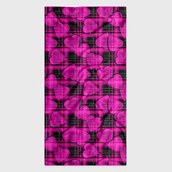 Бандана-труба Black and pink hearts pattern on checkered, цвет: 3D-принт — фото 2