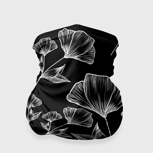 Бандана Графичные цветы на черном фоне / 3D-принт – фото 1