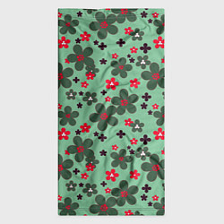 Бандана-труба Красно-зеленый цветочный узор ретро, цвет: 3D-принт — фото 2