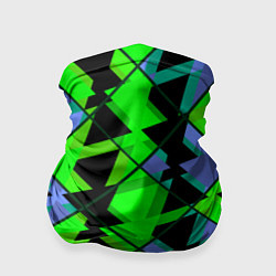 Бандана-труба Абстрактные узор из геометрических фигур в зеленых, цвет: 3D-принт