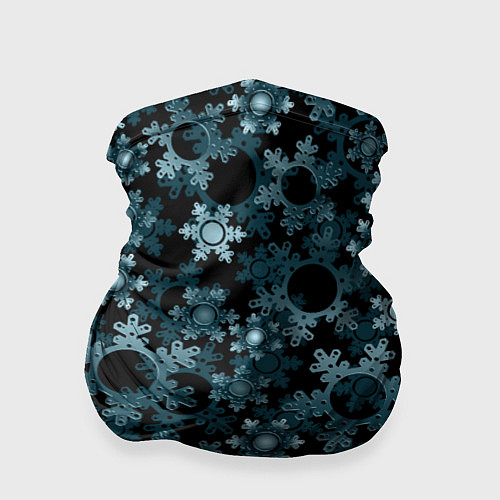Бандана Новогодний рождественский темно синий узор со снеж / 3D-принт – фото 1