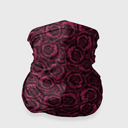 Бандана-труба Бордовые розы цветочный узор, цвет: 3D-принт