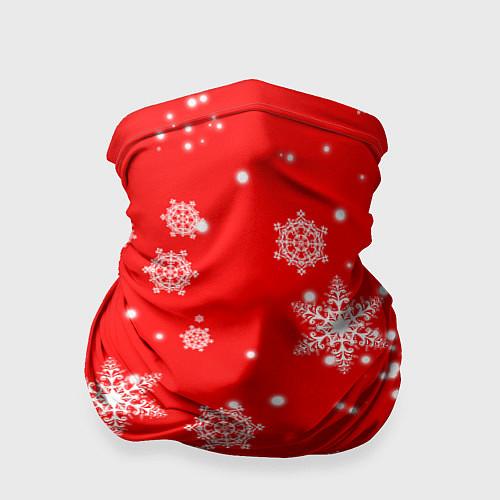 Бандана Снежинки на красном фоне / 3D-принт – фото 1