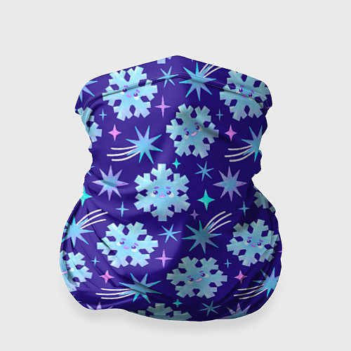 Бандана Снежинки со звездами в синем небе / 3D-принт – фото 1