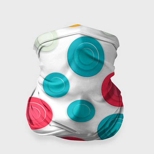 Бандана Белый фон и абстрактные разноцветные объёмные окру / 3D-принт – фото 1