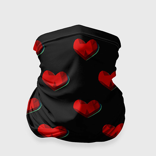 Бандана Красные сердца полигоны / 3D-принт – фото 1