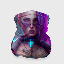 Бандана-труба Красивая девушка киберпанк, цвет: 3D-принт