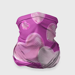 Бандана-труба Сердца на розовов фоне, цвет: 3D-принт