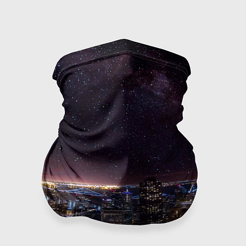 Бандана Ночной город и звёзды на небе / 3D-принт – фото 1