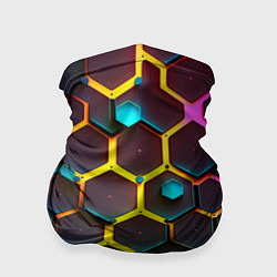 Бандана-труба Неоновые абстрактные соты, цвет: 3D-принт