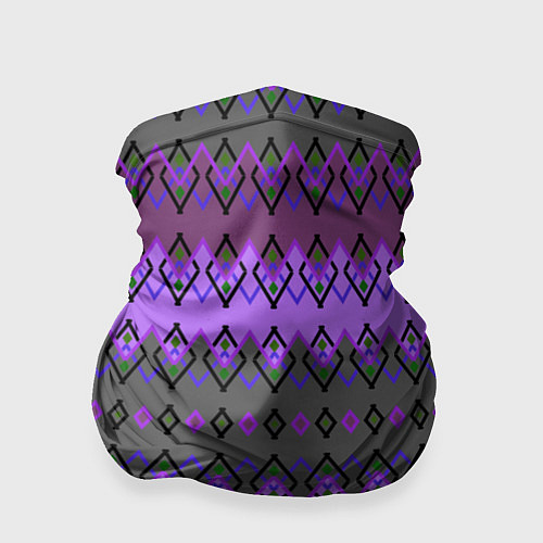 Бандана Серо-фиолетовый этнический геометрический узор / 3D-принт – фото 1