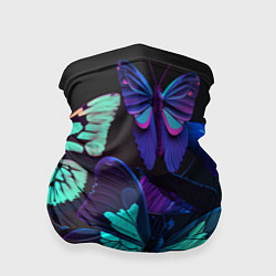 Бандана-труба Много неоновых бабочек, цвет: 3D-принт