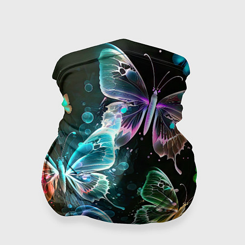 Бандана Неоновые дикие бабочки / 3D-принт – фото 1