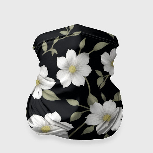 Бандана Белые цветы крупным планом / 3D-принт – фото 1