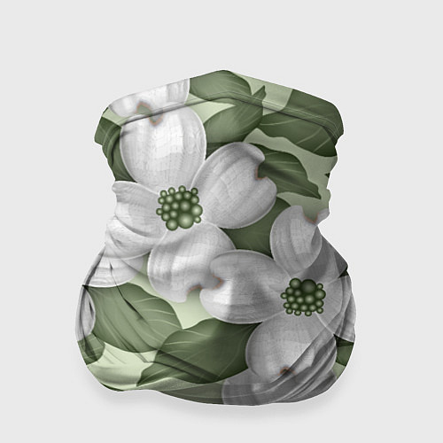 Бандана Белые цветочкм / 3D-принт – фото 1