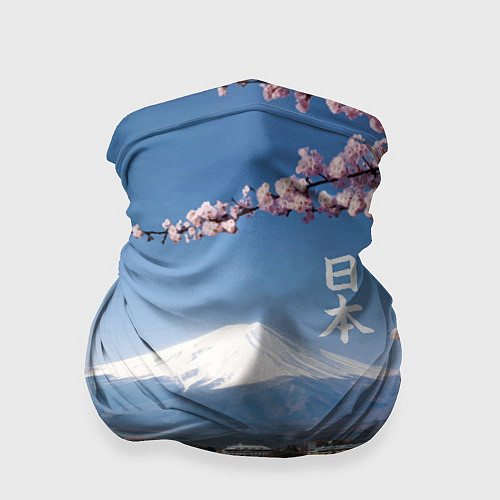 Бандана Цветущая сакура на фоне Фудзиямы - Япония / 3D-принт – фото 1