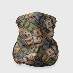 Бандана-труба Камуфляж с банкнотой в 100 долларов, цвет: 3D-принт