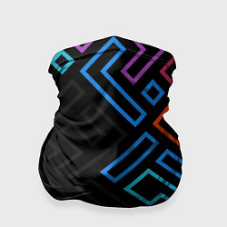 Бандана-труба Геометрические фигуры на тёмном фоне тетрис, цвет: 3D-принт