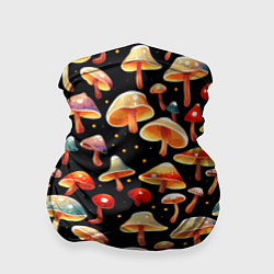 Бандана-труба Разноцветный грибной паттерн, цвет: 3D-принт
