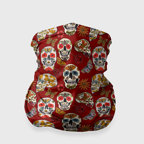 Бандана Мексиканские черепа с бабочками / 3D-принт – фото 1