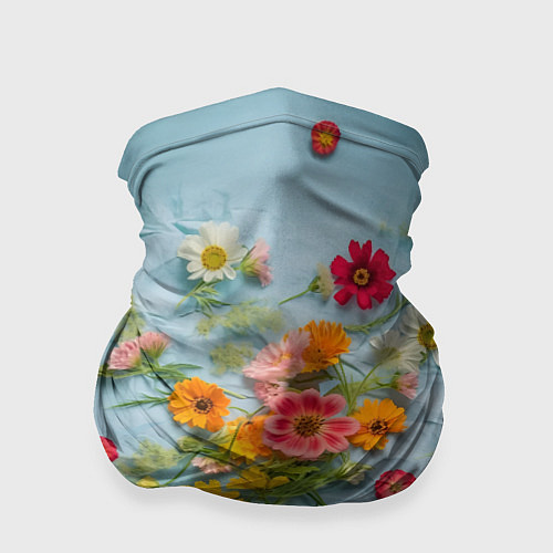 Бандана Букет полевых цветов на ткани / 3D-принт – фото 1