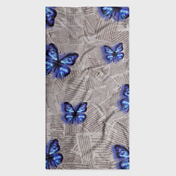 Бандана-труба Газетные обрывки и синие бабочки, цвет: 3D-принт — фото 2