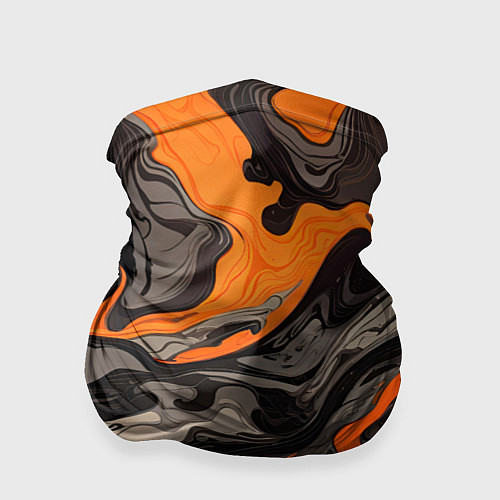 Бандана Оранжево-черный камуфляж / 3D-принт – фото 1