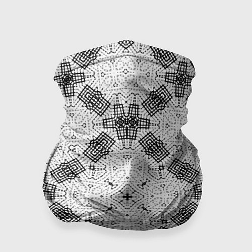 Бандана Черно-белый ажурный кружевной узор Геометрия / 3D-принт – фото 1