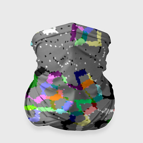 Бандана Серая абстракция с цветными элементами / 3D-принт – фото 1