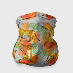 Бандана-труба Дикие кошки тропический узор, цвет: 3D-принт