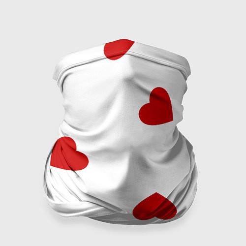 Бандана Красные сердечки на белом / 3D-принт – фото 1