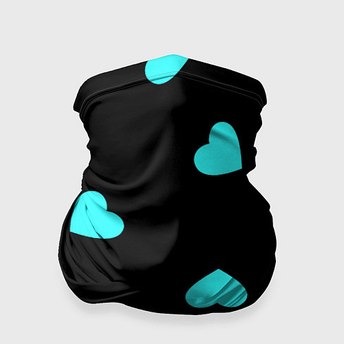 Бандана С голубыми сердечками на черном / 3D-принт – фото 1