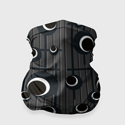 Бандана-труба Черные и белые круги на сером, цвет: 3D-принт