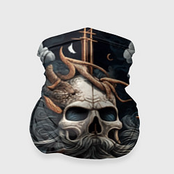 Бандана-труба Тату ирезуми черепа пирата на корабле в шторм, цвет: 3D-принт