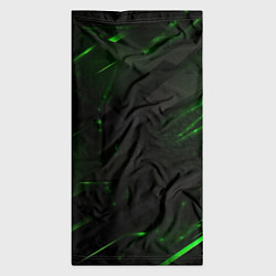 Бандана-труба Dark black green abstract, цвет: 3D-принт — фото 2