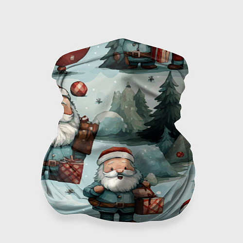 Бандана Рождественский узор с Санта Клаусами / 3D-принт – фото 1