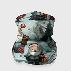 Бандана-труба Рождественский узор с Санта Клаусами, цвет: 3D-принт