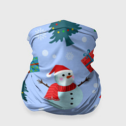 Бандана-труба Снеговики с новогодними подарками паттерн, цвет: 3D-принт