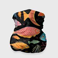 Бандана-труба Фолк-арт рыбовы, цвет: 3D-принт