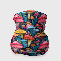 Бандана-труба Разноцветные грибы причудливый паттерн, цвет: 3D-принт