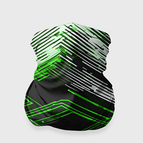 Бандана Киберпанк линии белые и зелёные / 3D-принт – фото 1