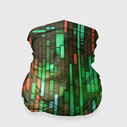 Бандана-труба Неоновые полосы зелёные, цвет: 3D-принт