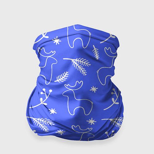 Бандана Синий рождественский принт с оленями / 3D-принт – фото 1