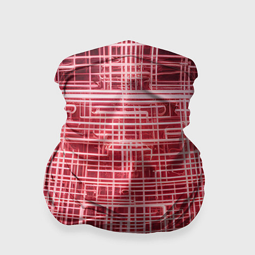 Бандана Красные неоновые полосы киберпанк / 3D-принт – фото 1
