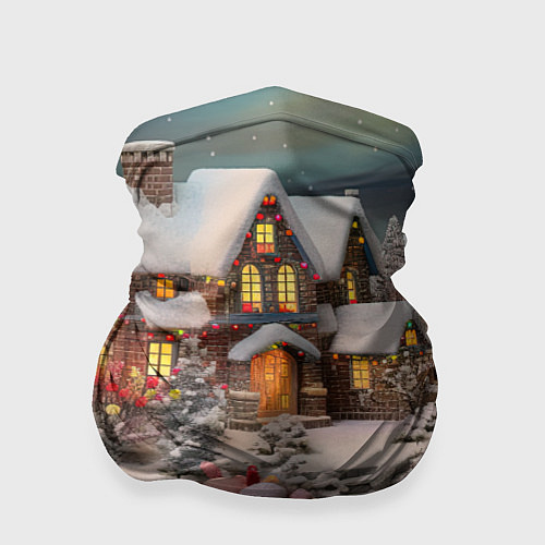 Бандана Объемные новогодние домики / 3D-принт – фото 1