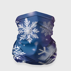 Бандана-труба Снежинки на фиолетово-синем фоне, цвет: 3D-принт
