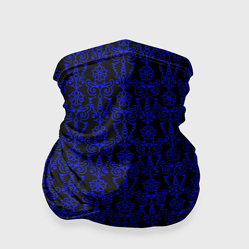 Бандана Чёрно-синий узоры / 3D-принт – фото 1